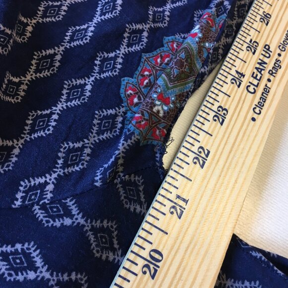 Southern Stitch Tunic Mini Dress Womens XXL Navy Print Tassels Boho Flowy - Picture 9 of 12